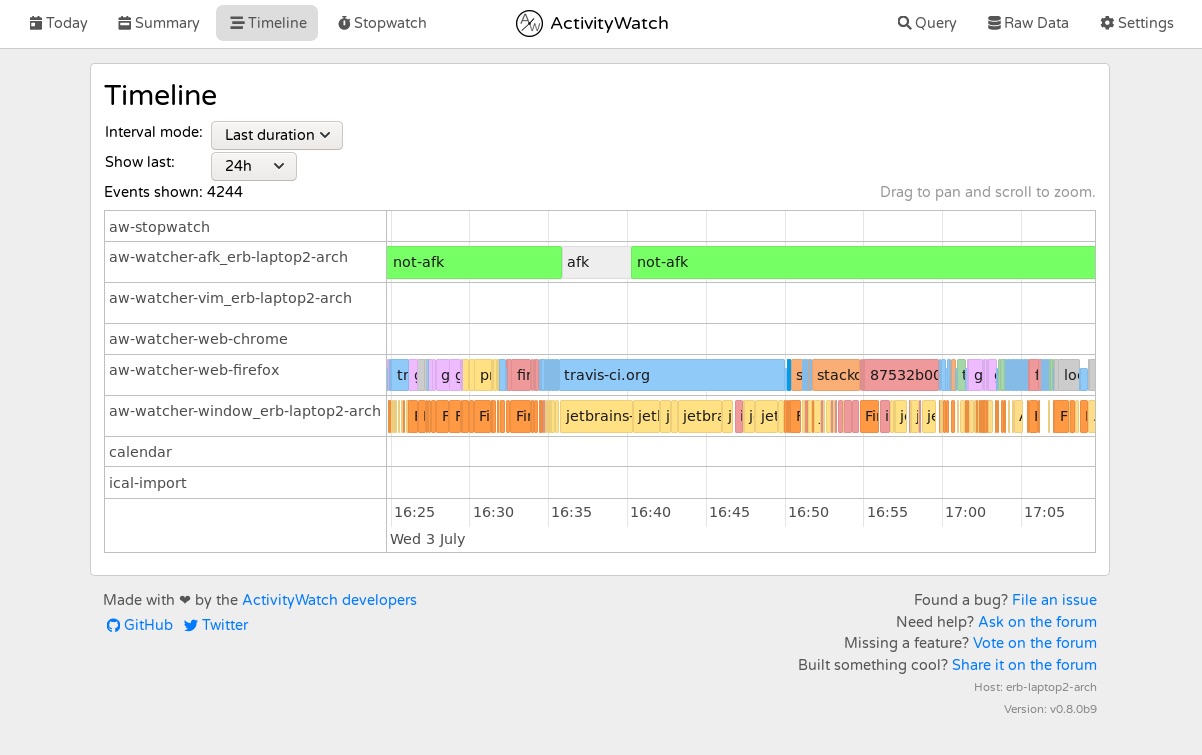 a screenshot of activitywatch software