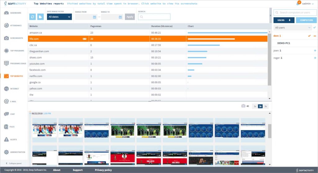 a screenshot of softactivity software