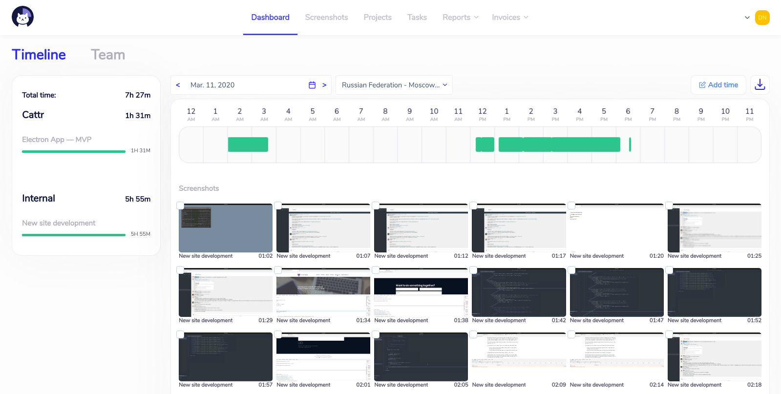 a screenshot of Cattr clockify alternative report