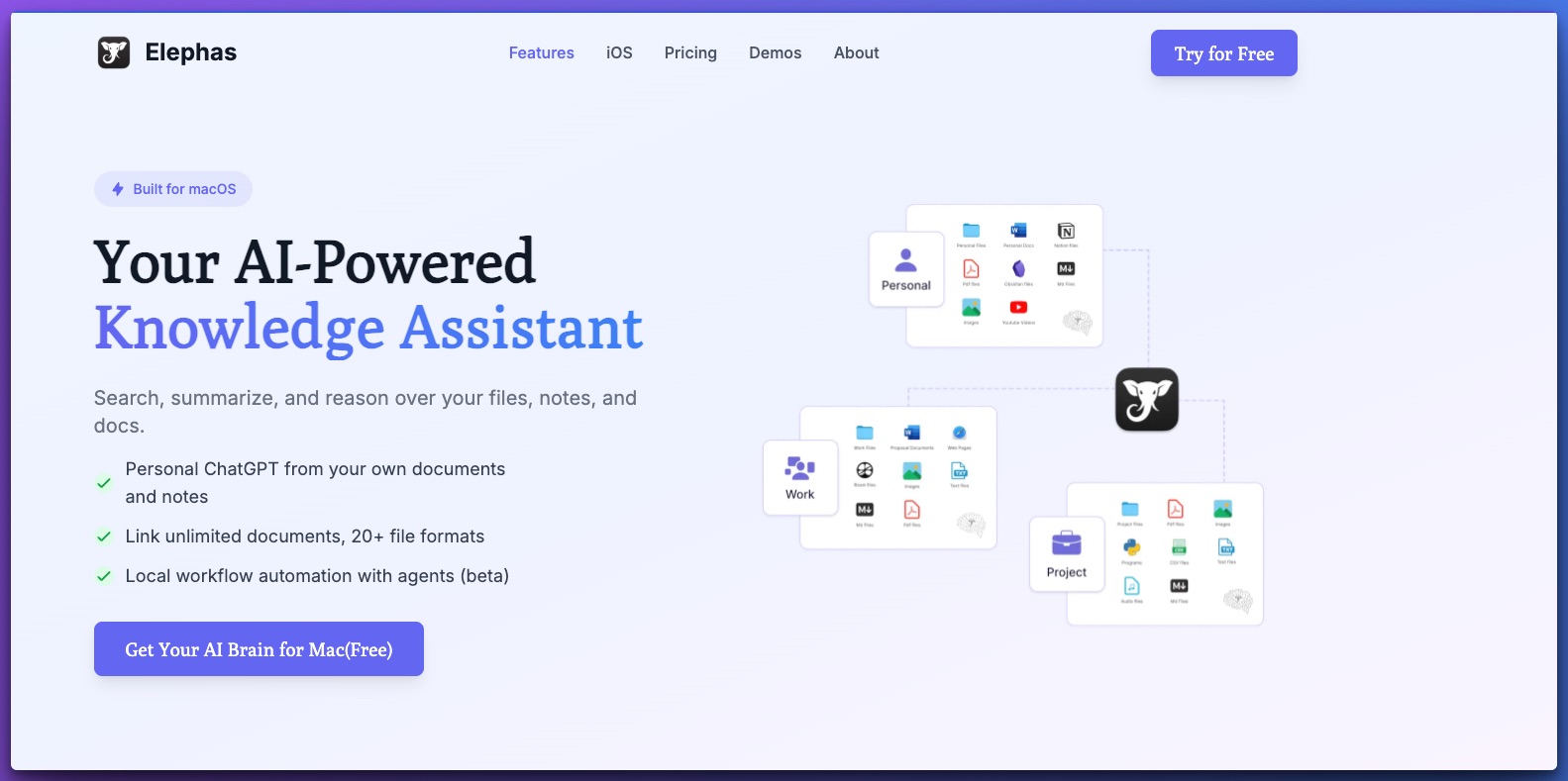 elephas software website screenshot