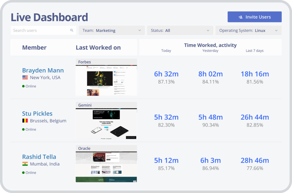 screenshot from Monitask app