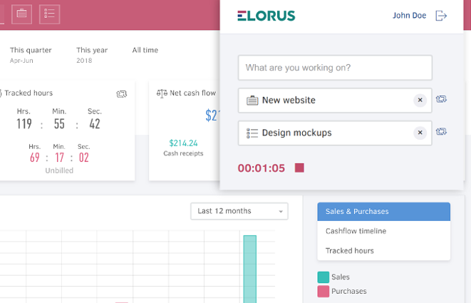 screenshot from Elorus app