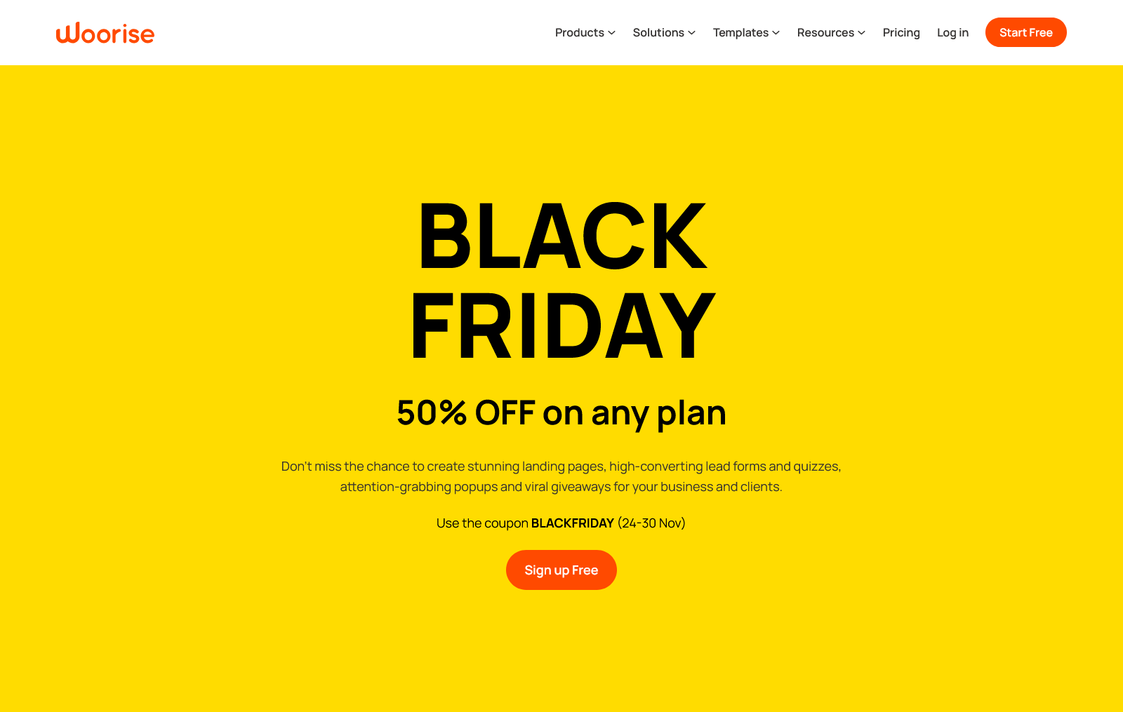 Woorise Black Friday Sale banner