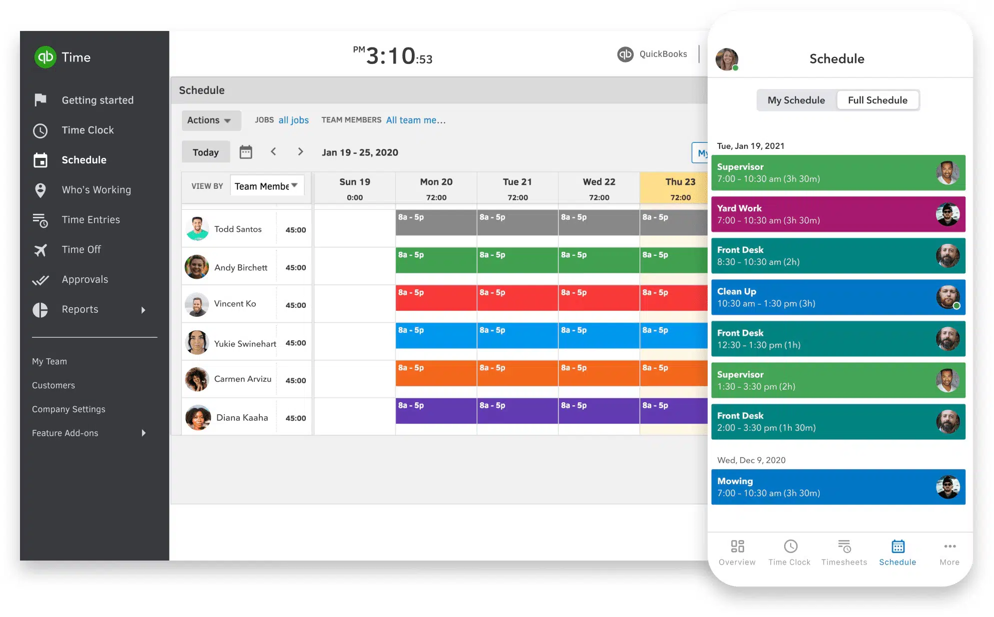 mockups of quickbooks views on desktop and mobile