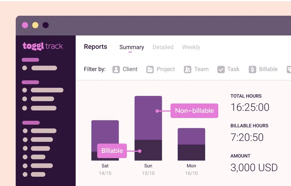 a promotional screenshot of toggl capabilities