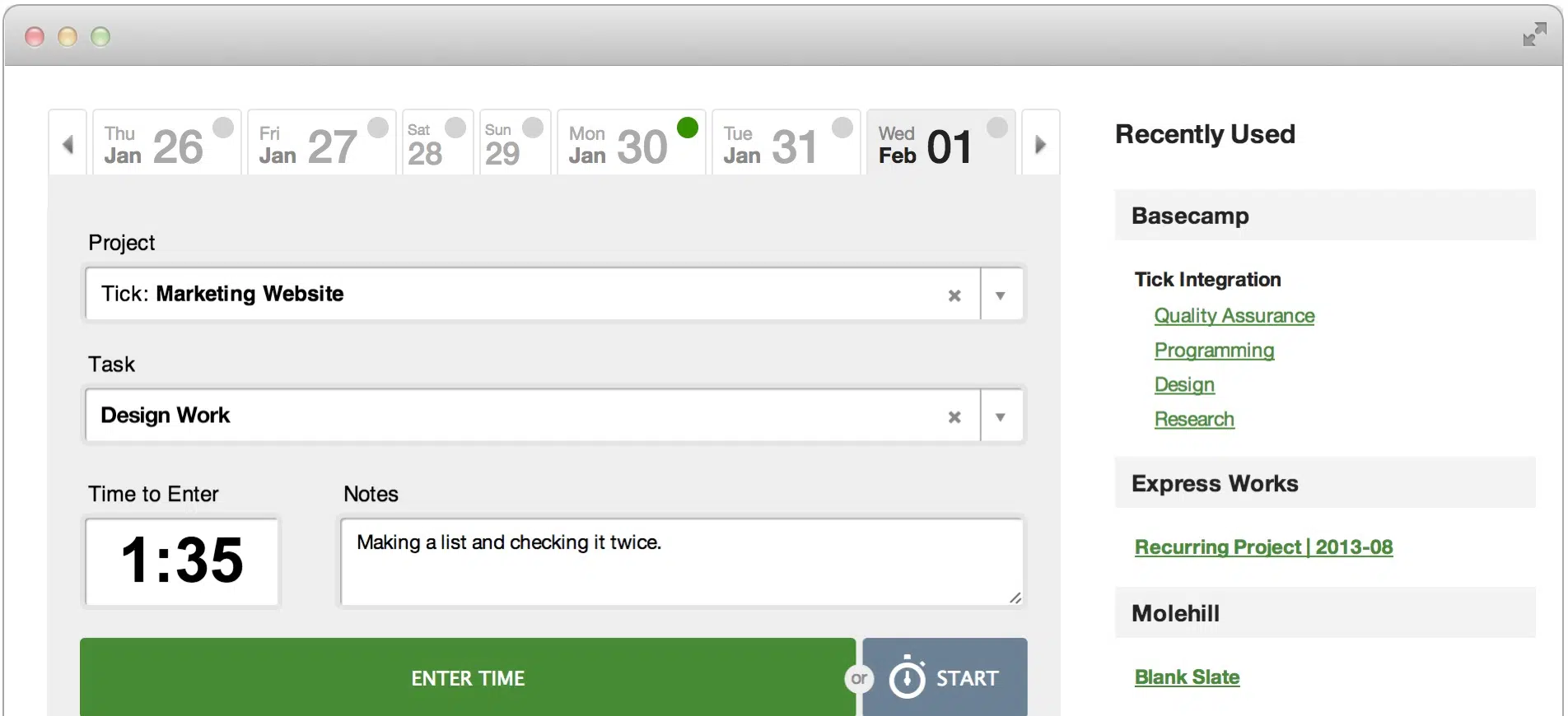 a screenshot of tick software