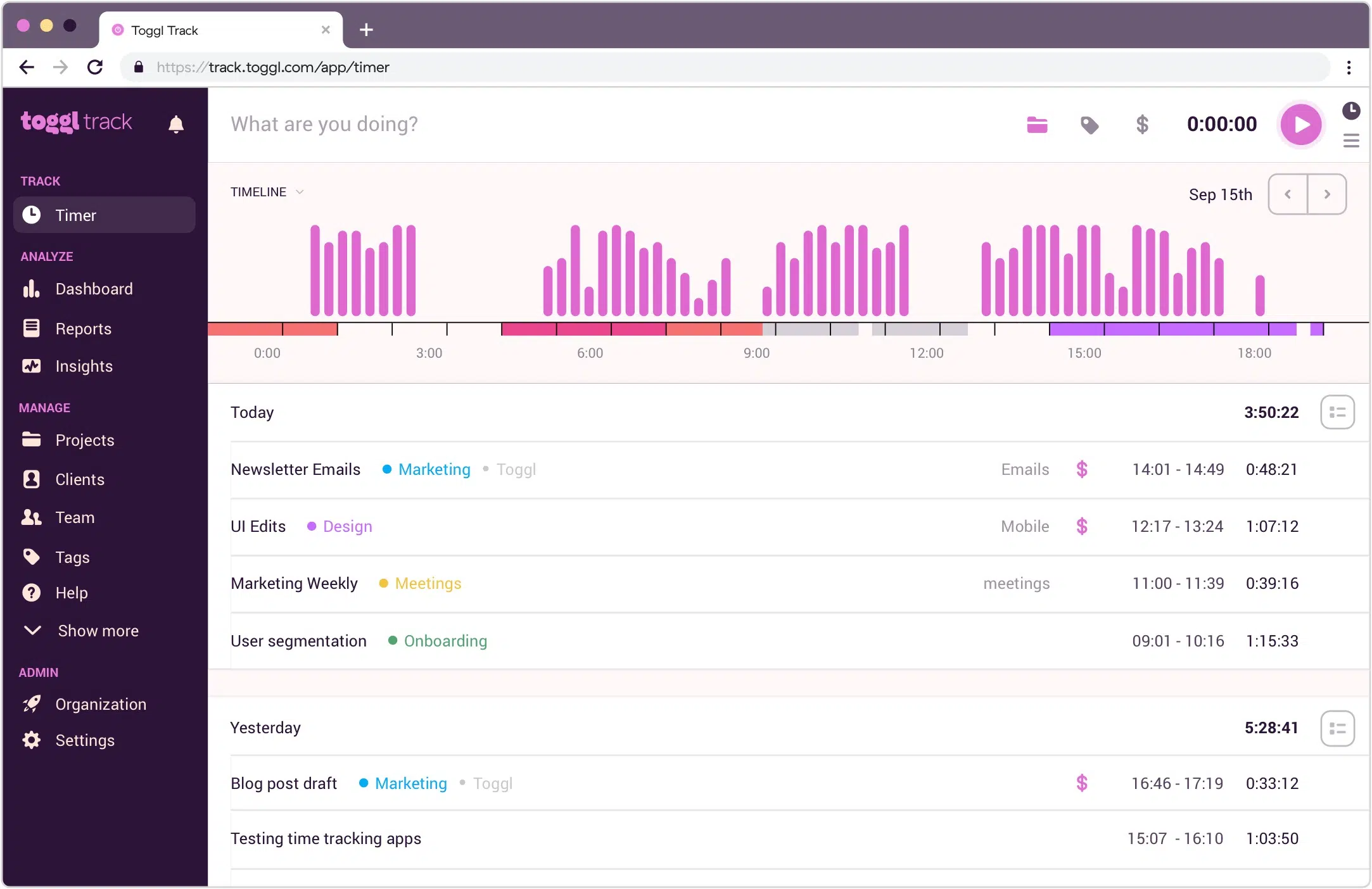 toggl web timer 